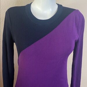 DKNY Beautiful black purple Donna Karen asymmetrical knit sweater M
